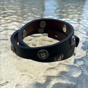Brown Leather Studded Bracelet